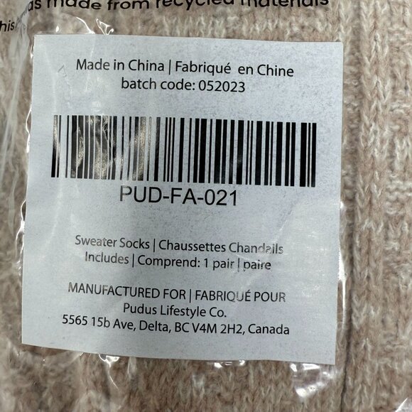 Pudus Sweater Socks Over the Knee Beige Brand New Sealed Fits Sizes 6-10 Oatmeal - Picture 3 of 3